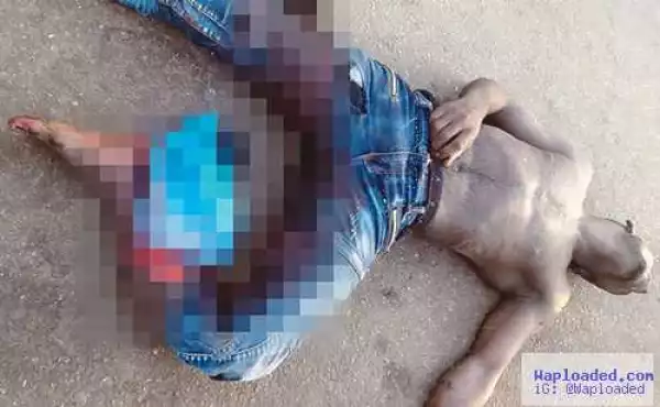 Graphic Photo of a Burglar Shot Dead by Customs Officers in Lagos Church for Stealing a Phone